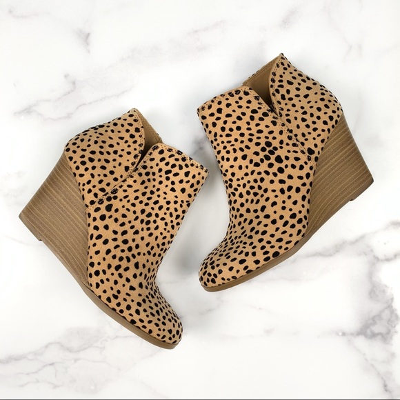 Soda Shoes - Soda Cheetah Print Wedge Ankle Boots
